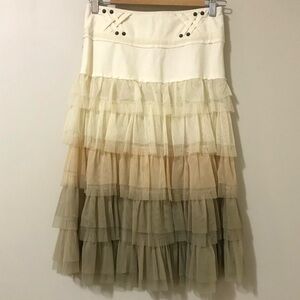 Morgan de Toi Cream Ombré Skirt
